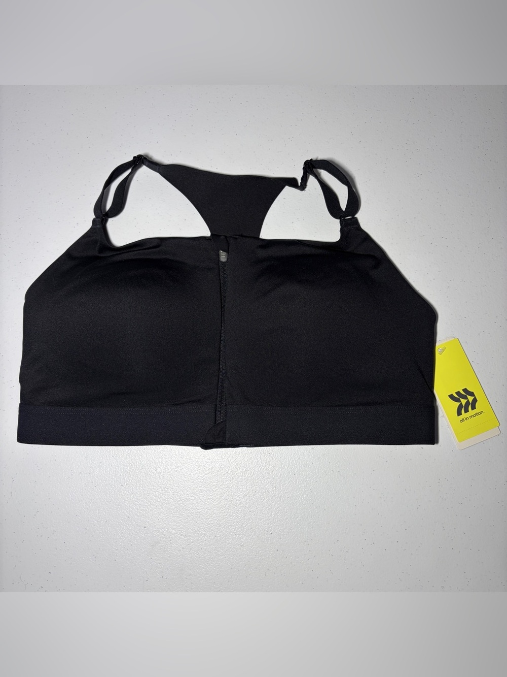 NWT All in Motion Womens 36DD Black Sculpt High Support Zip Front Sports Bra